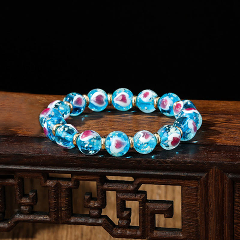 Pink Liuli Glass Spiritual Bracelet for Love & Luck