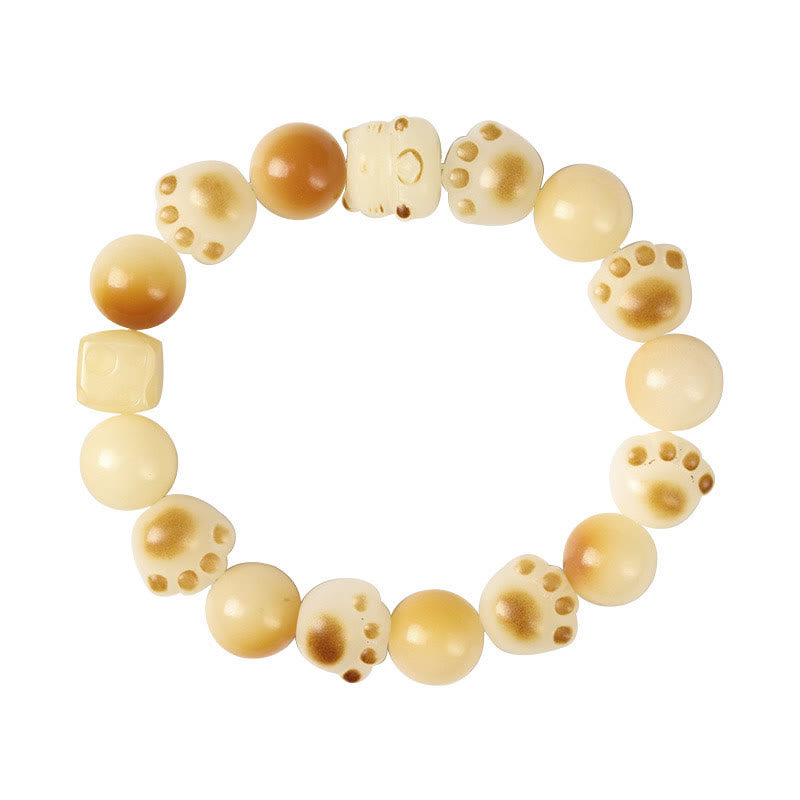 Bodhi Seed Sandalwood Cat Peace Bracelet 14-17cm Unisex