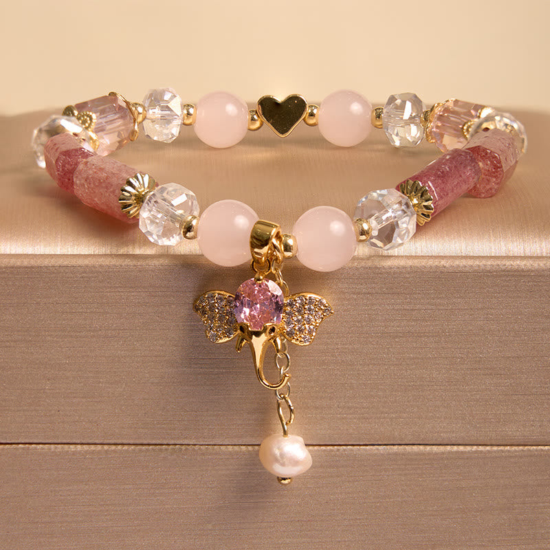 Amethyst Green Aventurine Elephant Charm Bracelet