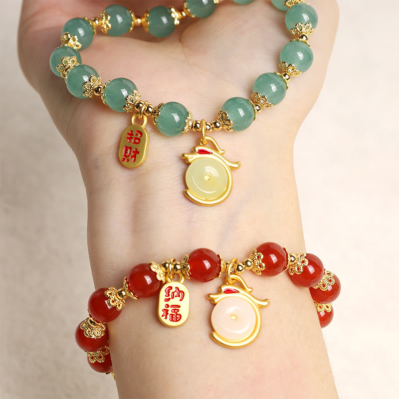 8mm Green Aventurine Lucky Fortune Dragon Bracelet