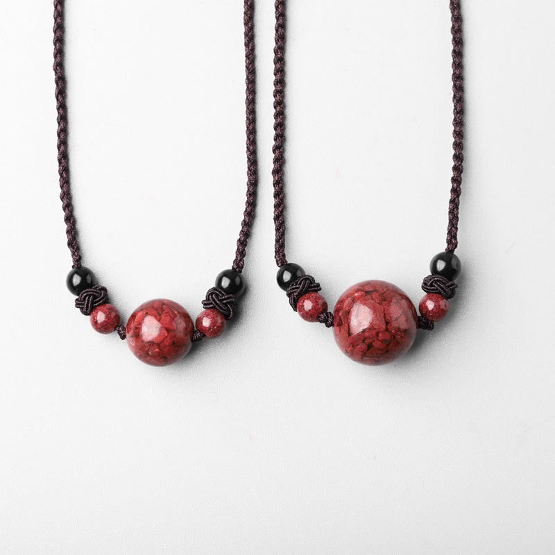 14mm Cinnabar Blessing Necklace Pendant for Mindfulness
