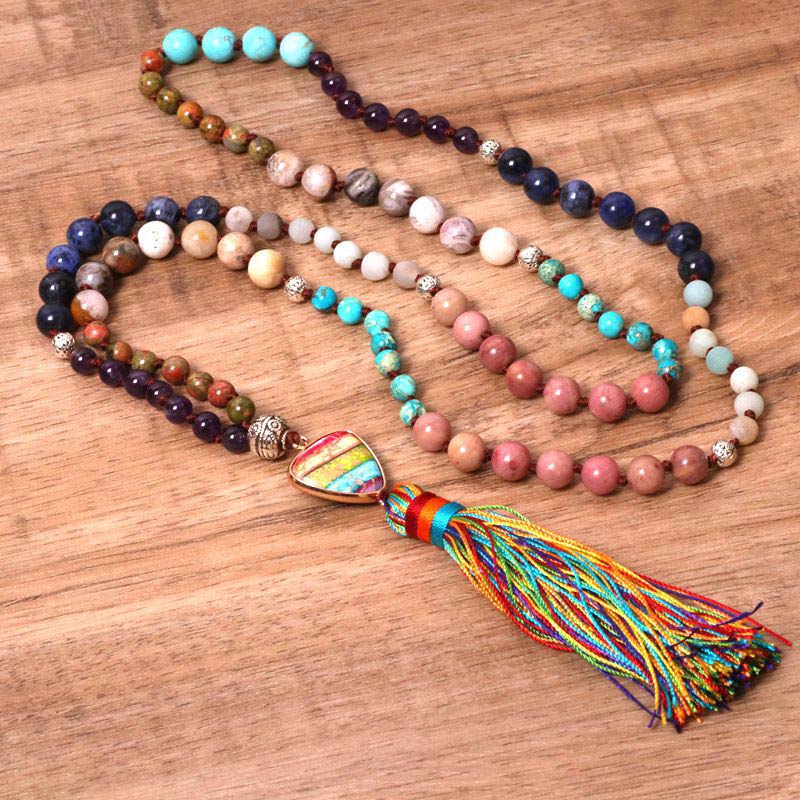 Turquoise & Amethyst Balance Necklace for Meditation & Protection