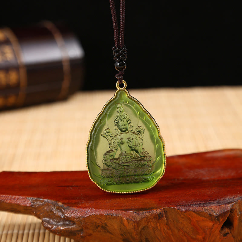 Liuli Crystal Buddha Necklace Pendant for Serenity & Luck