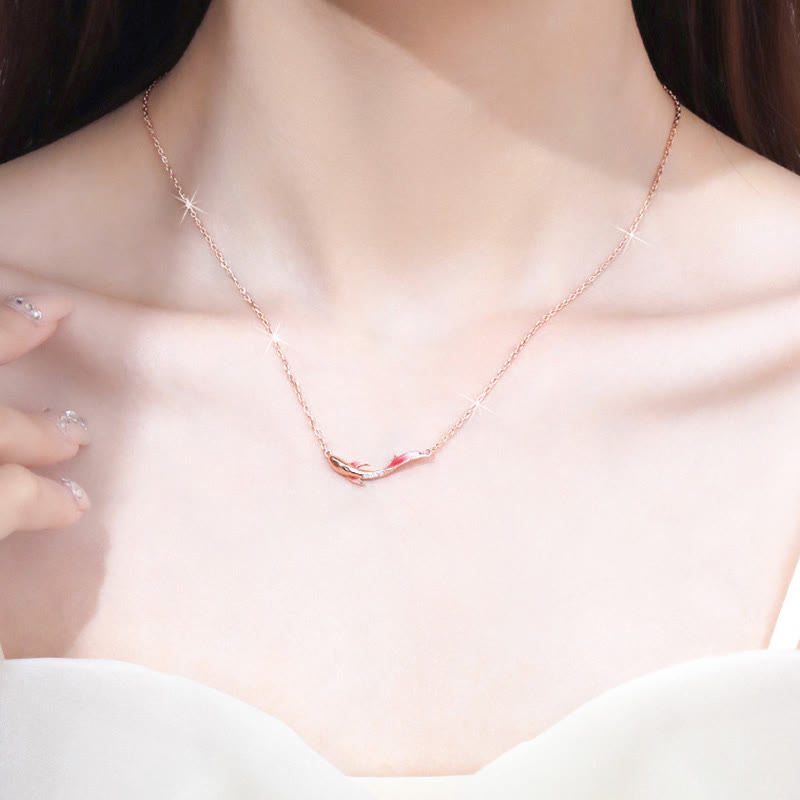 925 Sterling Silver Koi Fish Necklace for Luck Prosperity