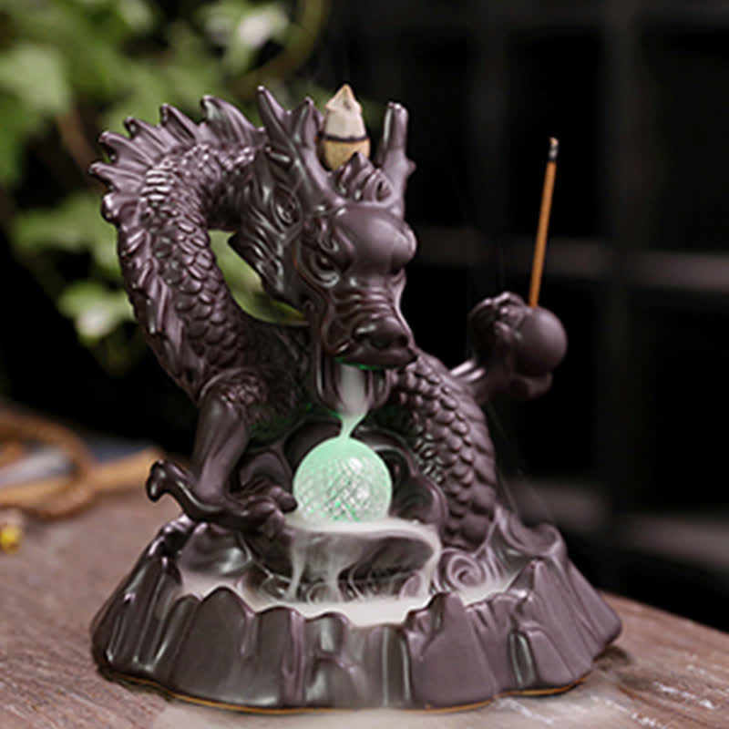 Auspicious Dragon Ceramic Backflow Smoke Incense Burner