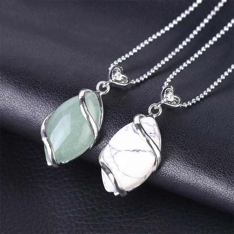 Amethyst Necklace with Natural Marquise Crystal Pendant
