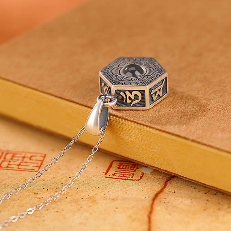 990 Sterling Silver Tibetan Om Mani Padme Hum Love Projection Necklace