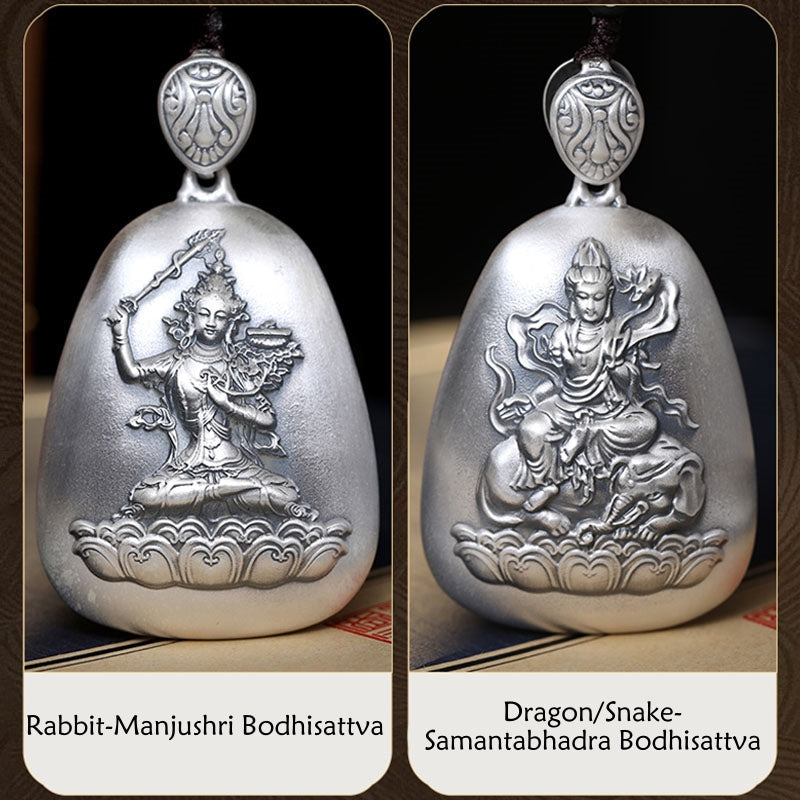 999 Sterling Silver Chinese Zodiac Protection Pendant Necklace