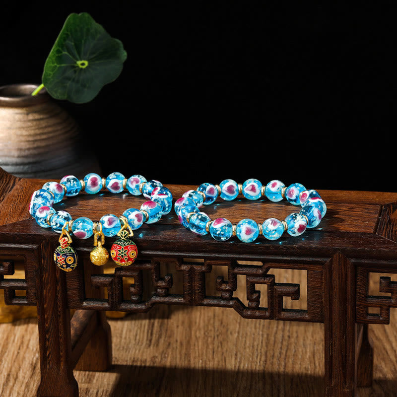 Pink Liuli Glass Spiritual Bracelet for Love & Luck