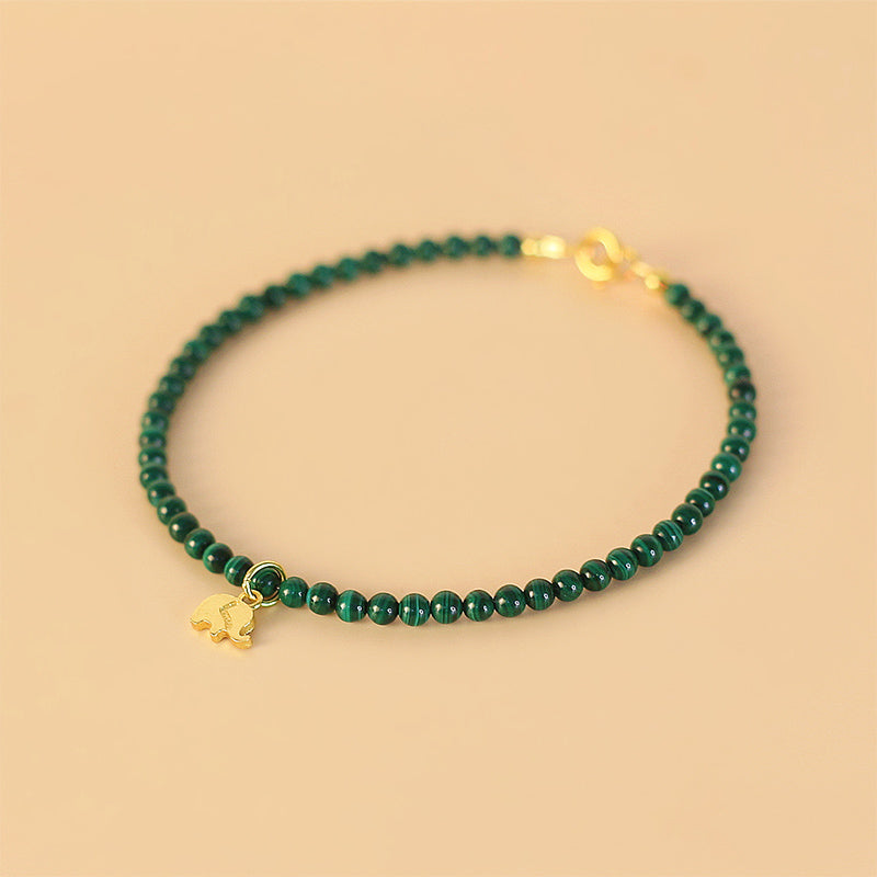 Unisex Malachite Elephant Anti-Anxiety Bracelet 14cm-17cm