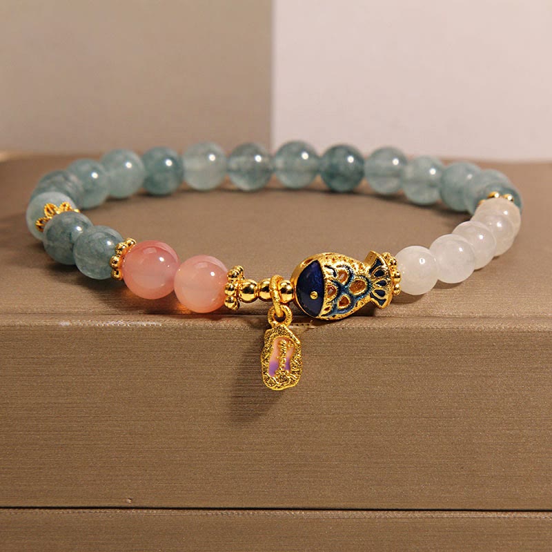 Jade & Koi Fish Charm Bracelet | Luck & Prosperity Wrist 14-16cm