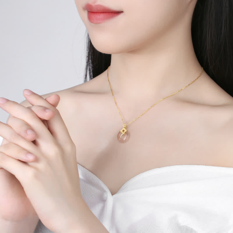 Halskette mit Peace-Schnalle aus 925er Sterlingsilber mit Chalcedon