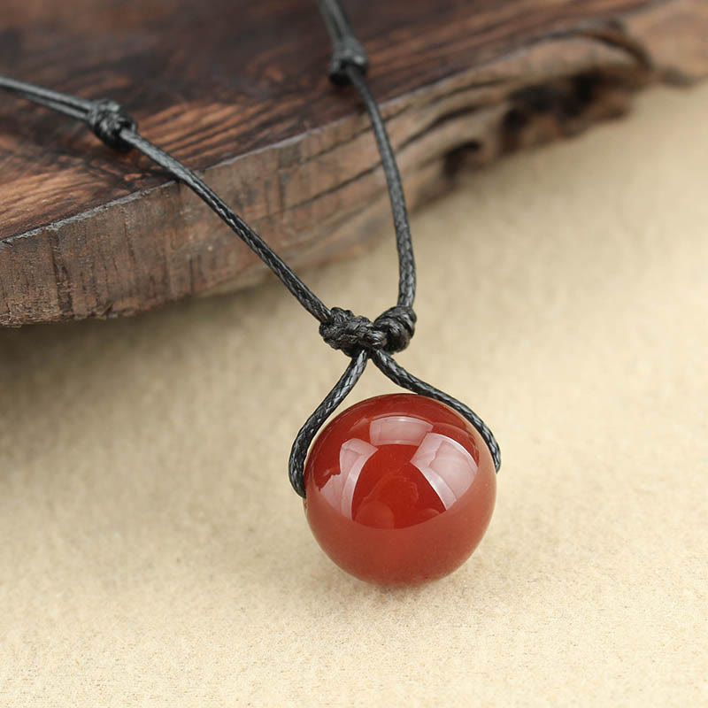 Red Agate Confidence Necklace | Leather Rope Pendant
