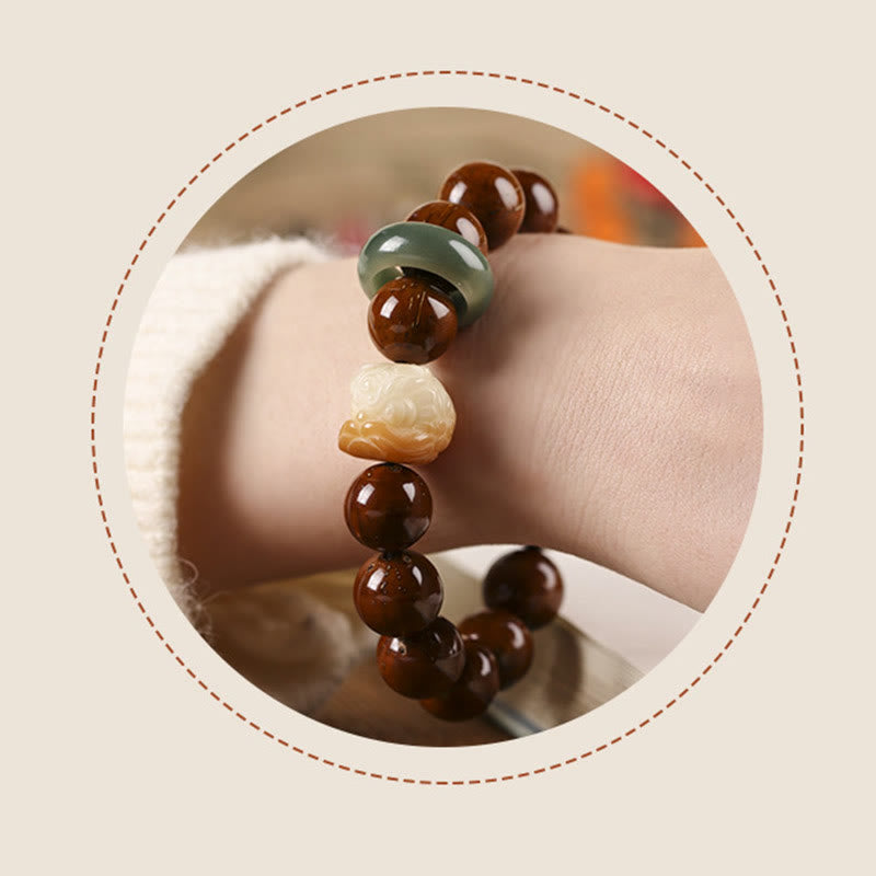 Purple Bodhi Seed Dancing Lion Spiritual Bracelet 15-17cm
