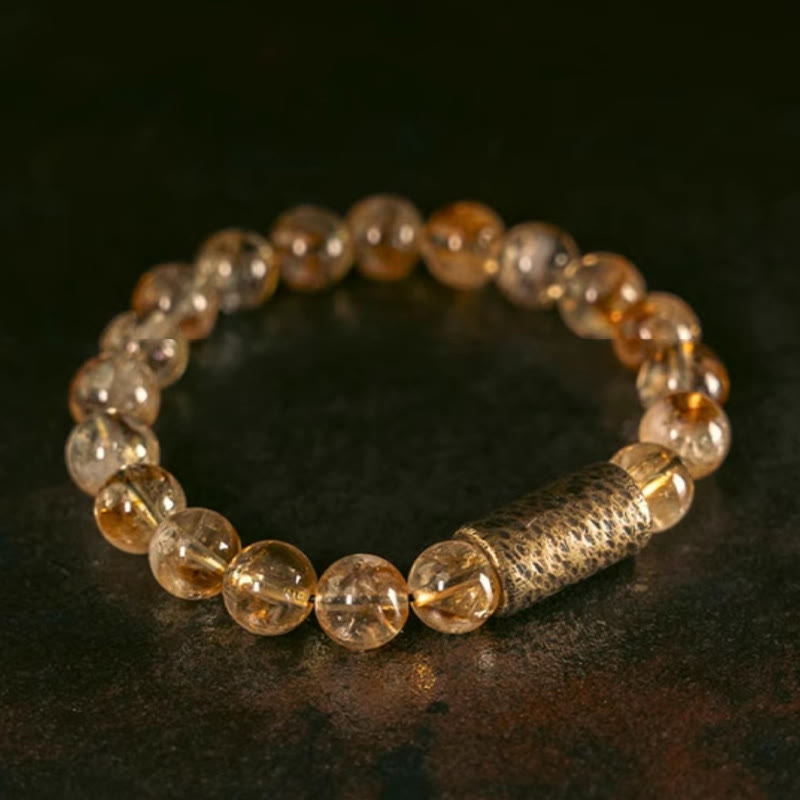 Natural Citrine Protection Bracelet with Brass Beads