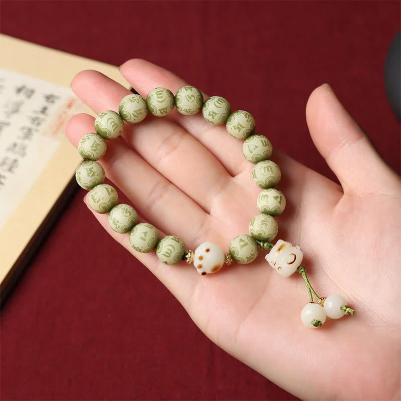 Grünes Bodhi Seed Om Mani Padme Hum Weisheitsarmband