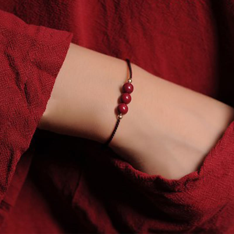 14K Gold Plated Cinnabar Blessing String Braided Bracelet