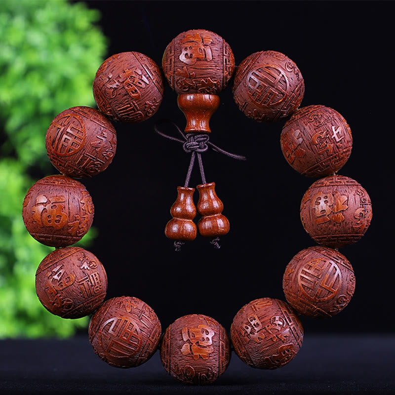 Chinesisches Sternzeichen-Armband aus Rosenholz | 12 Sternzeichen-Perlen Wärme