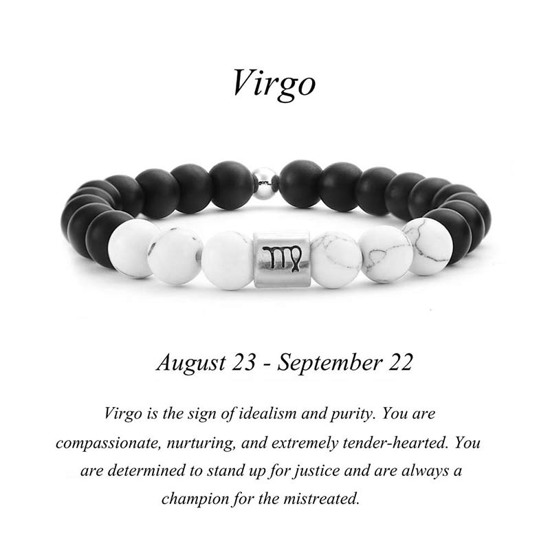 8mm White Turquoise Zodiac Bracelet for Protection & Fortune