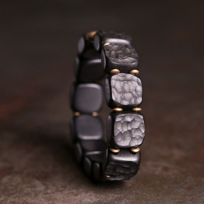 14mm Ebony Wood Copper Peace Balance Spiritual Bracelet