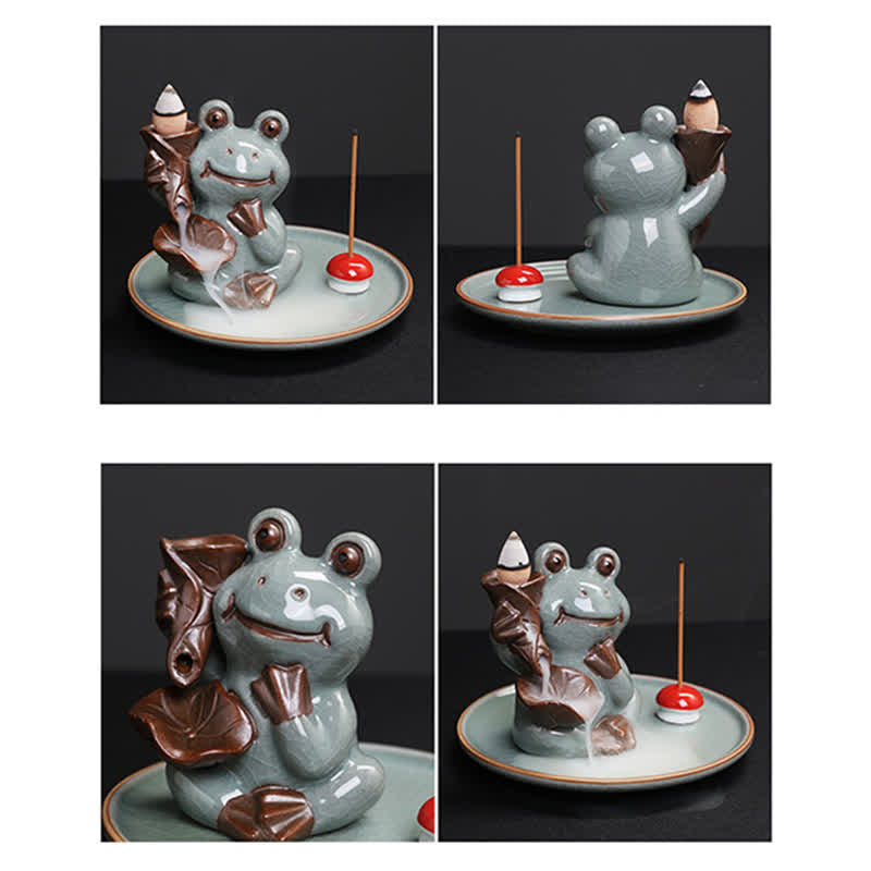 Ceramic Meditation Frog Incense Burner for Serenity