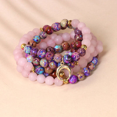 108 Perlen Mala Armband mit Miano Real &amp; Pink Crystal 8mm