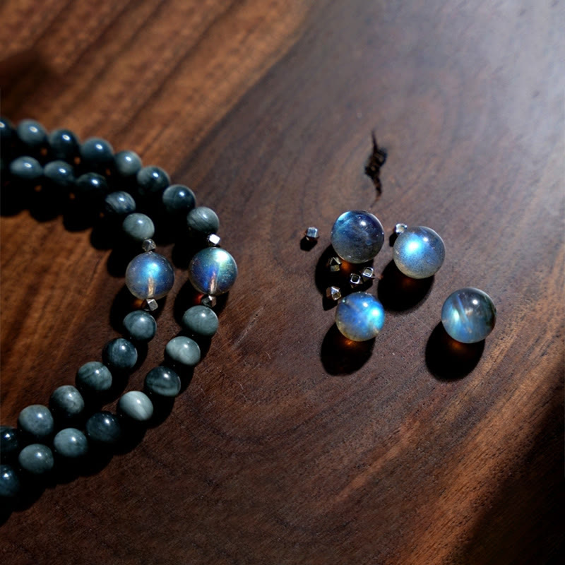 108 Beads Eagle's Eye Stone Mala Bracelet for Positive Energy