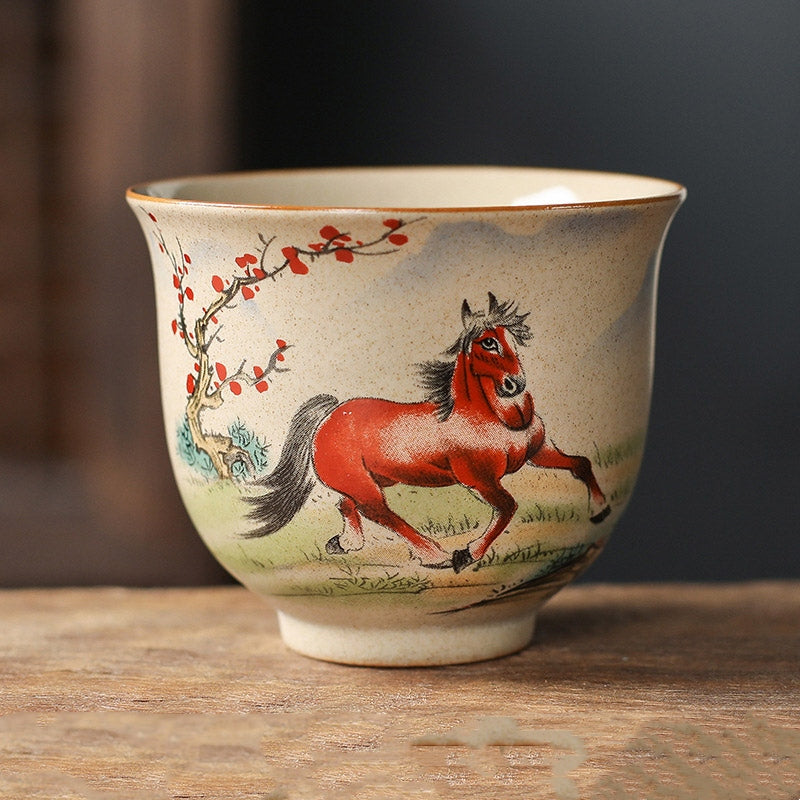 12 Chinese Zodiac Ceramic Teacup | 130ml Kung Fu Tea Cup