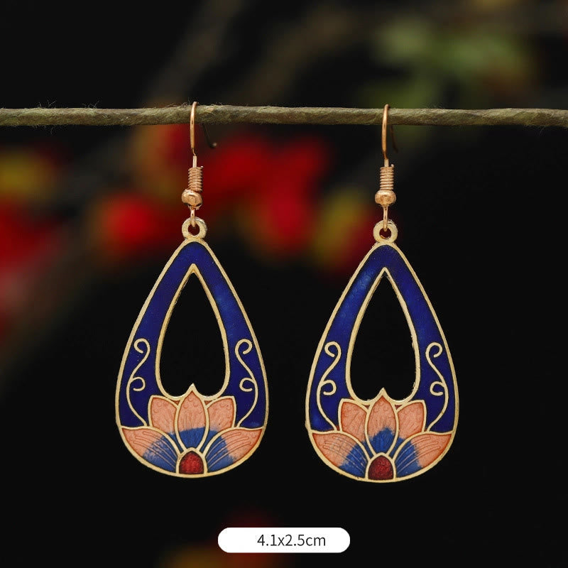 Alloy Copper Lotus Butterfly Drop Earrings for Spiritual Enlightenment