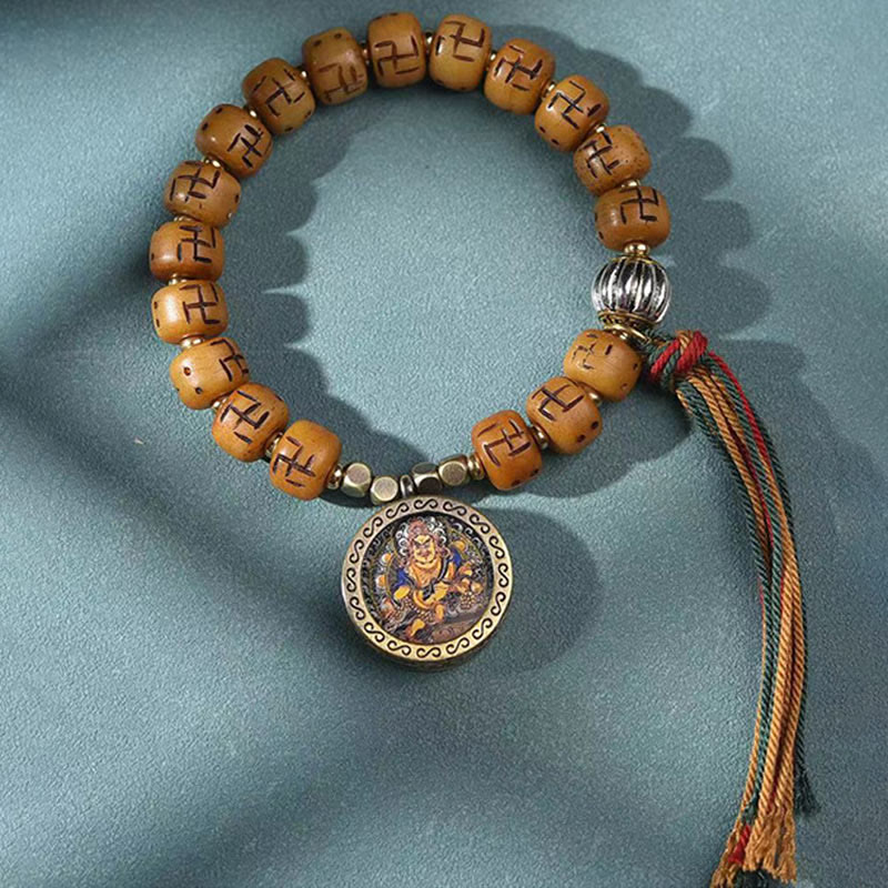 Kamelknochen-Swastika-Dzi-Buddha-Armband für Glück und Schutz