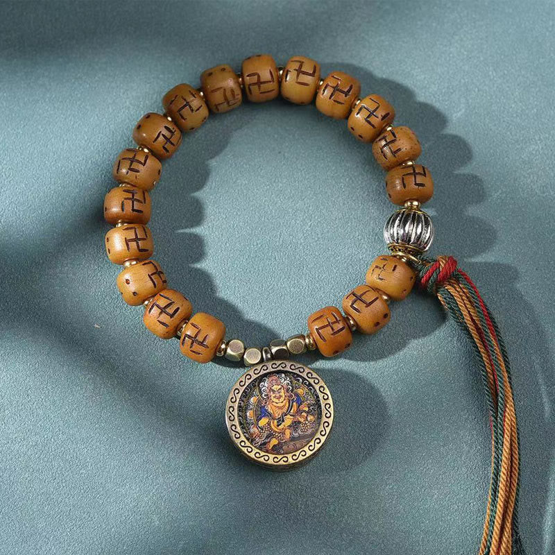 Kamelknochen-Swastika-Dzi-Buddha-Armband für Glück und Schutz