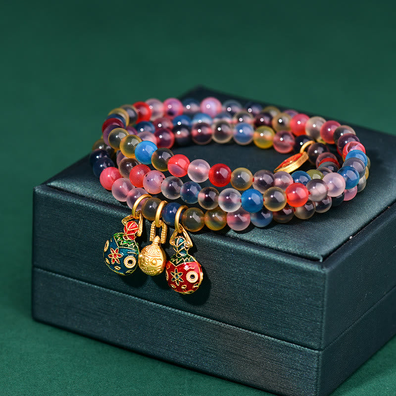 Candy Achat Dreifach-Wickelarmband | Familienstärke &amp; Segen