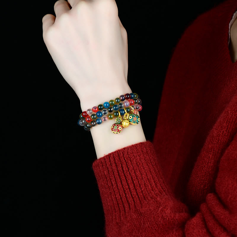 Candy Achat Dreifach-Wickelarmband | Familienstärke &amp; Segen