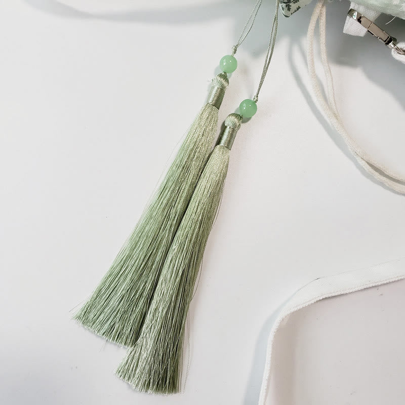 Tragetasche aus Segeltuch mit weißen Blumen und grünen Blättern, 23 x 29 cm