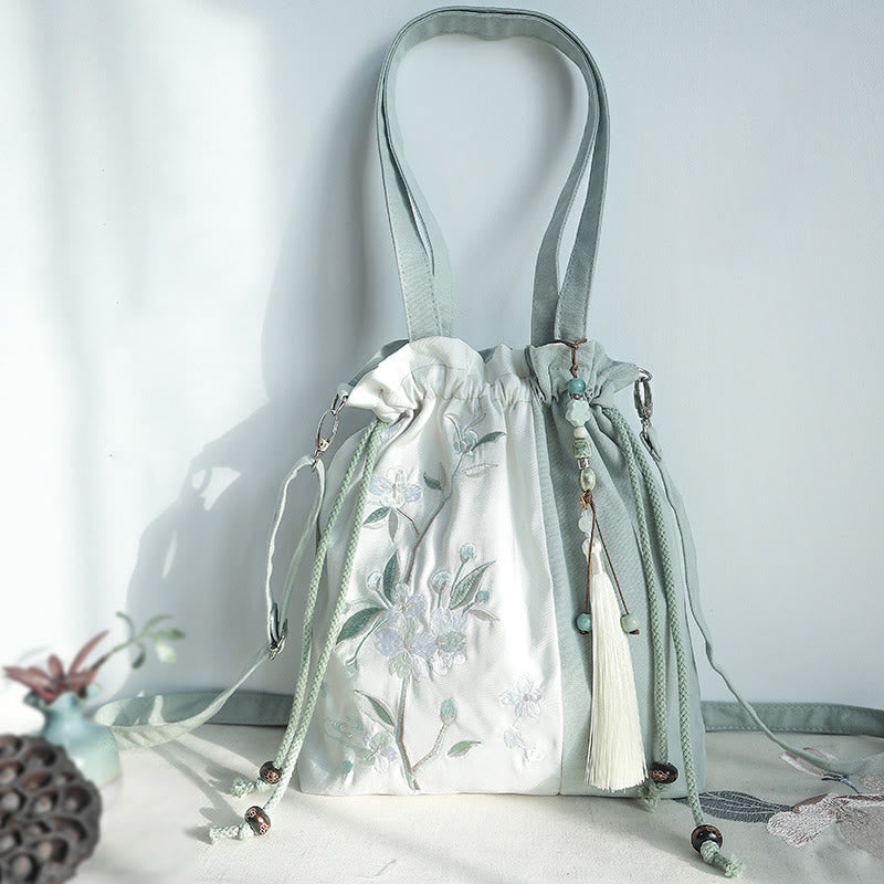 Tragetasche aus Segeltuch | Yogamatten-Tragetasche | Gestickte grüne Birne 28x30cm