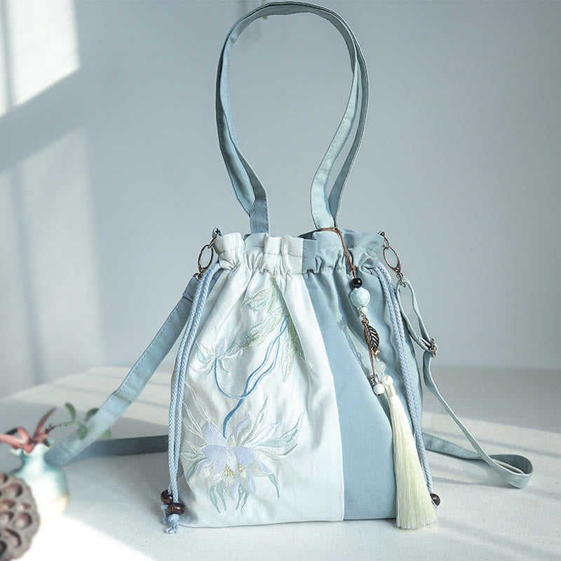 Tragetasche aus Segeltuch | Yogamatten-Tragetasche | Gestickte grüne Birne 28x30cm