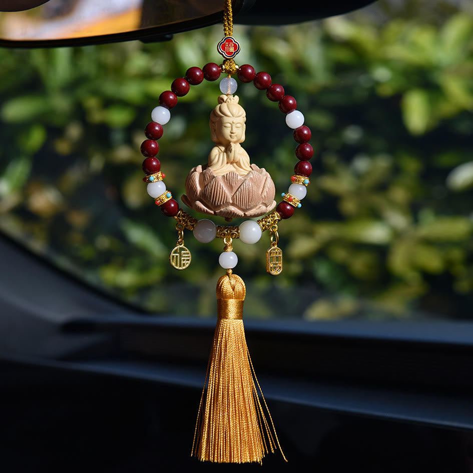 Auto-Anhänger | Bodhi-Samen, Lotus, Buddha-Fu-Symbol, 40 cm