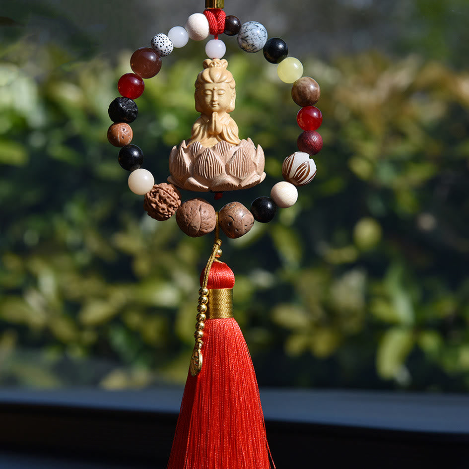 Auto-Anhänger | Bodhi-Samen, Lotus, Buddha-Fu-Symbol, 40 cm