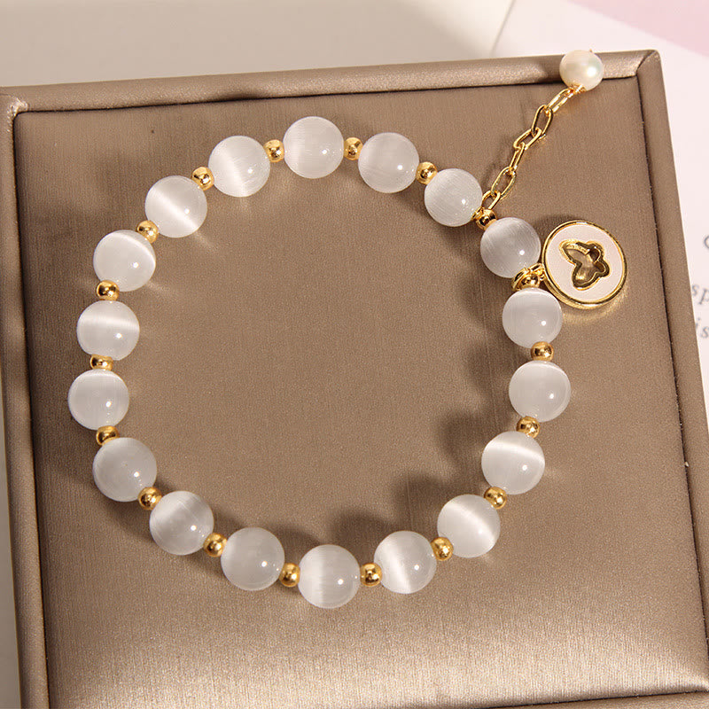 Spirituelles Armband mit Katzenaugen-Schmetterlings-Charm für Frieden und Liebe