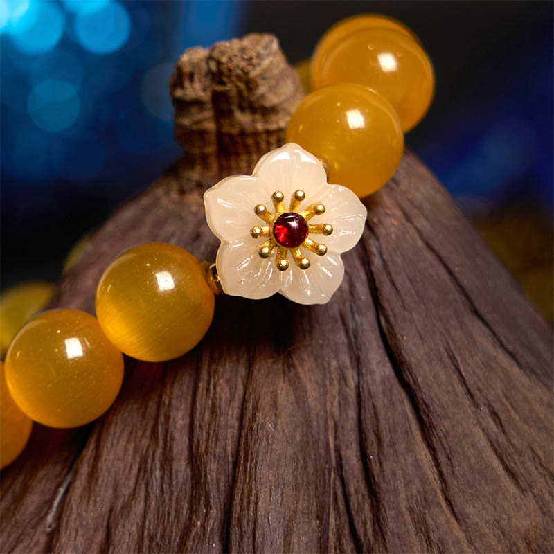 Katzenauge Chrysoberyll Blumen-Liebesarmband | Heilende Klänge