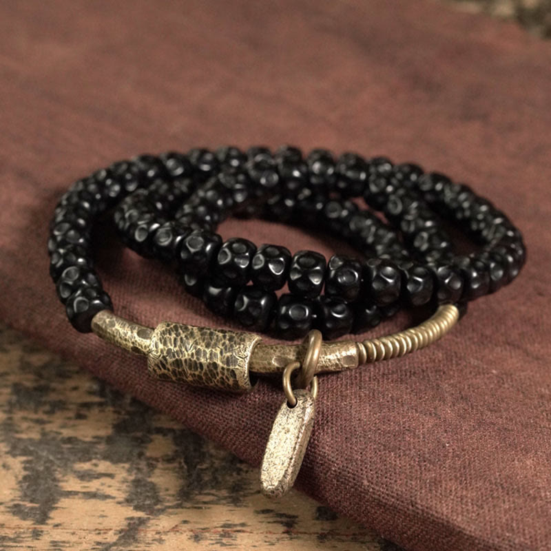 Coconut Shell Copper Spiritual Triple Wrap Bracelet