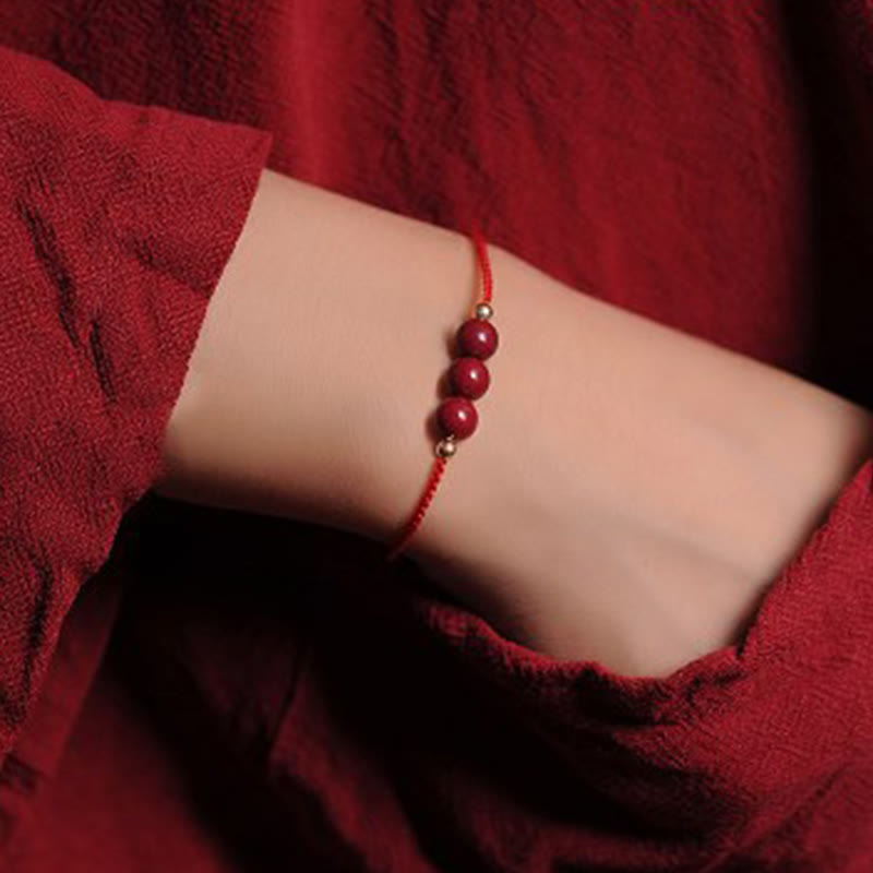 14K Gold Plated Cinnabar Blessing String Braided Bracelet