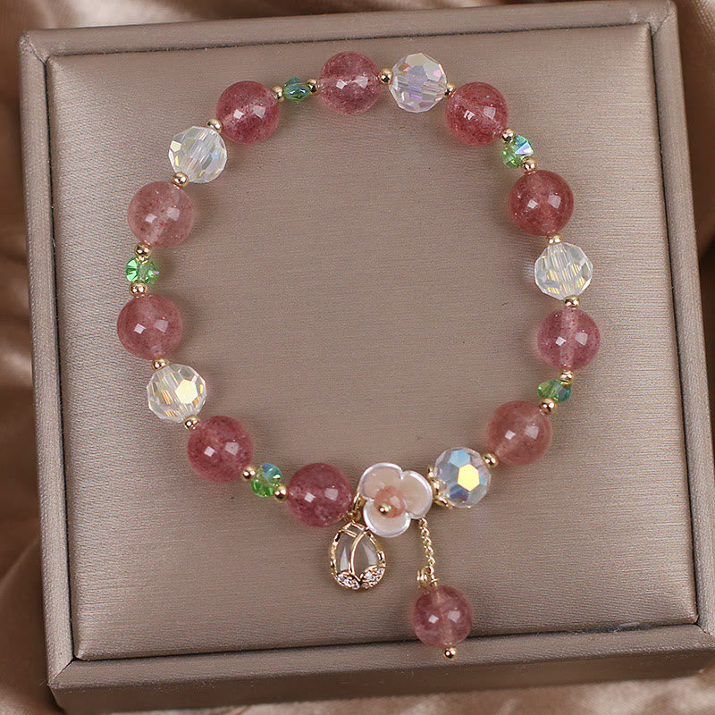 Strawberry Quartz Fluorite Healing Bracelet for Emotional Clarity