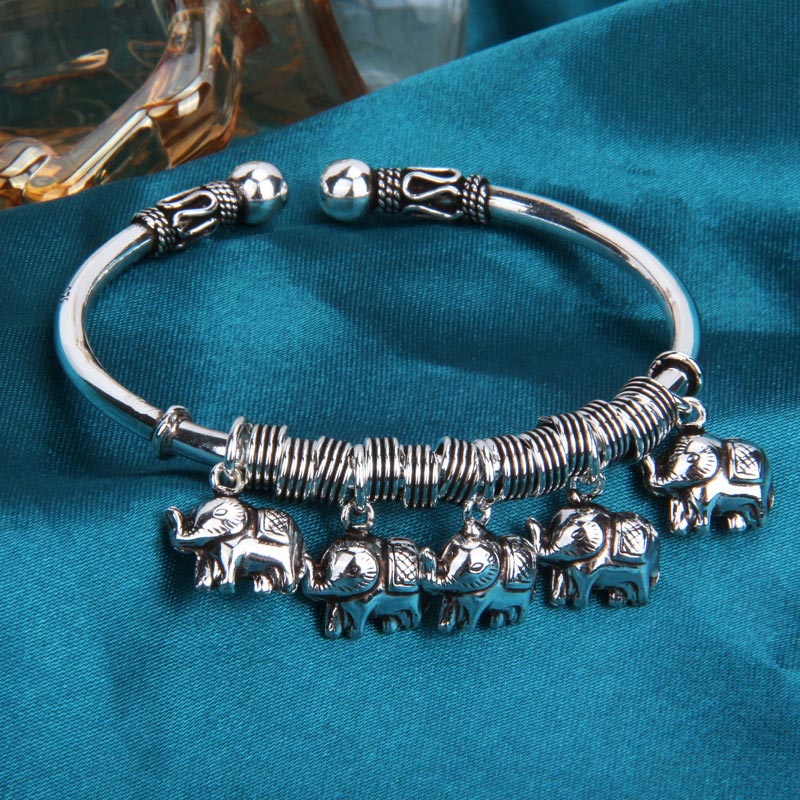 925 Sterling Silver Elephant Strength Bracelet | Wisdom Symbol