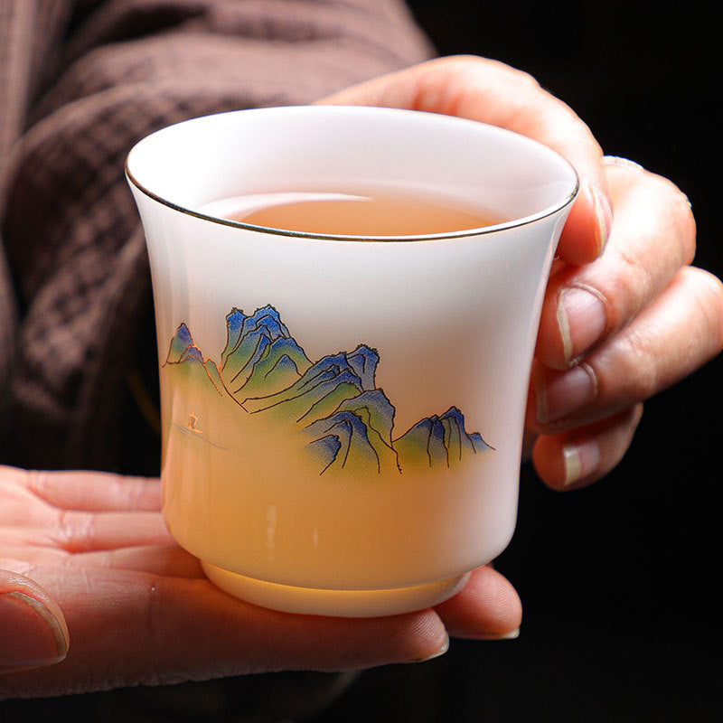 120 ml Keramik-Teetasse | Berge, Flüsse, Bäume, Eleganz