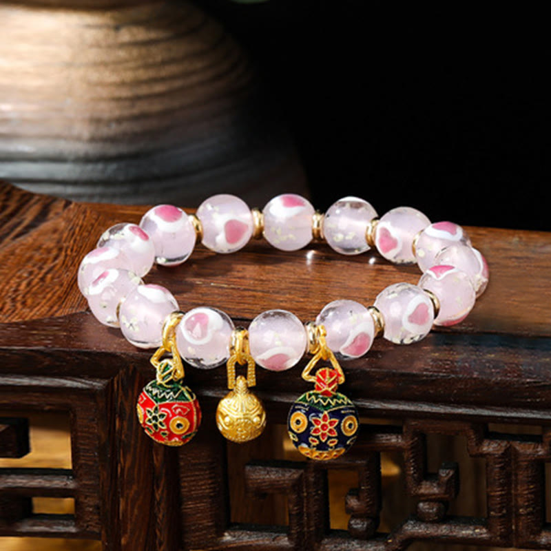 Pink Liuli Glass Spiritual Bracelet for Love & Luck