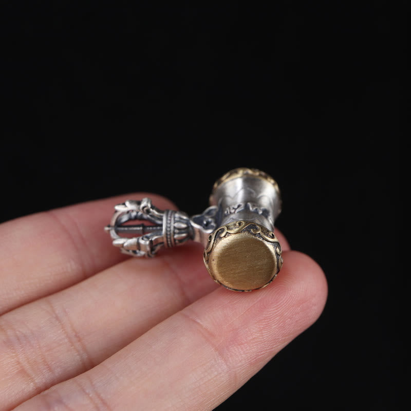 925 Sterling Silber Om Mani Padme Hum Dorje Glocke Anhänger | Spirituelle Kraft