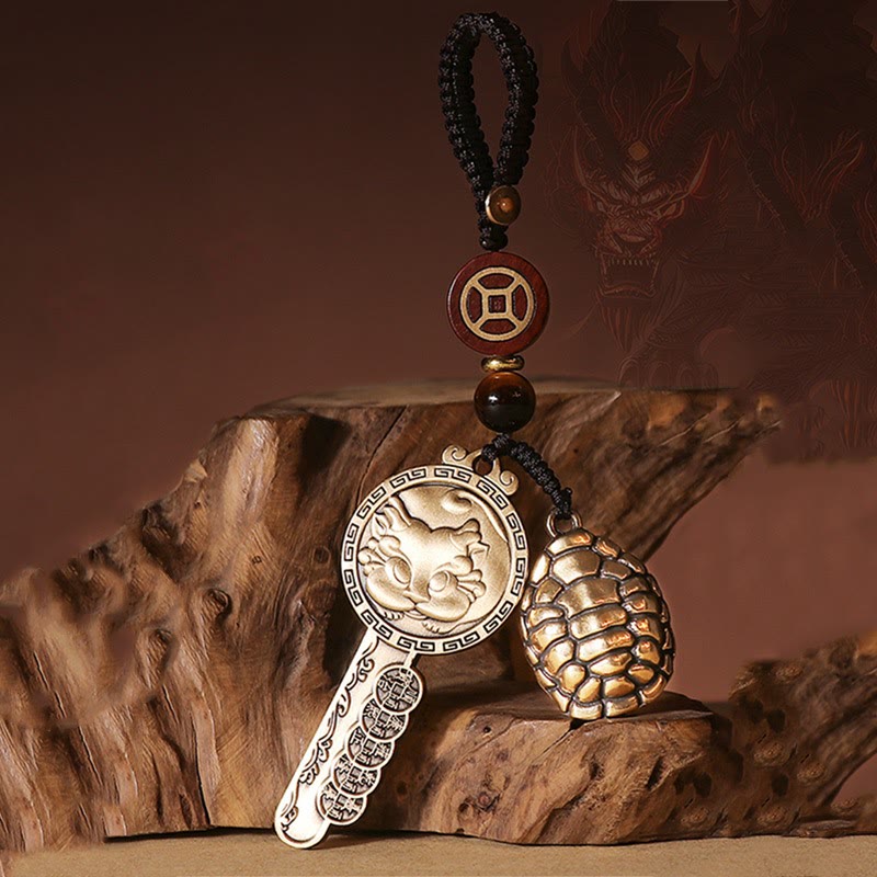 Pixiu Copper Coin Yin Yang Bagua Handmade Key Chain