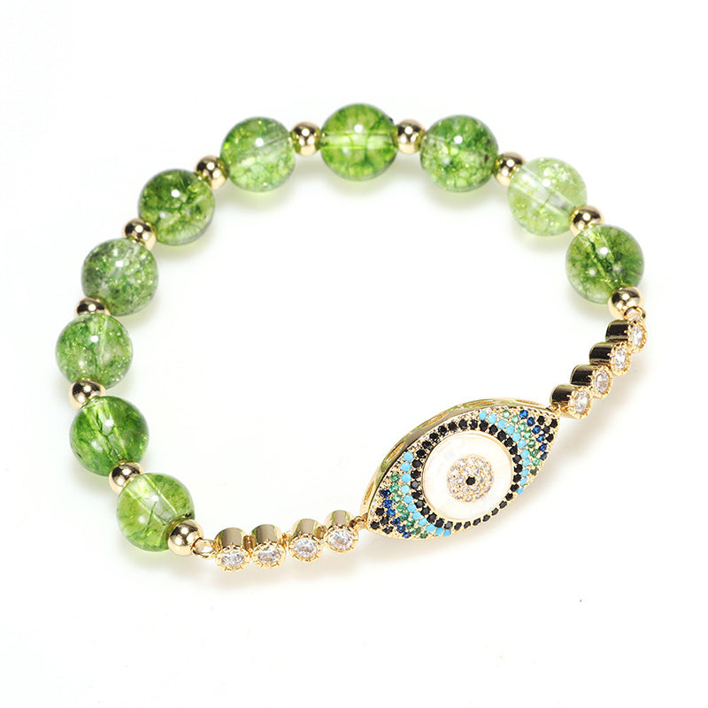 8mm Peridot Evil Eye Abundance Bracelet for Protection