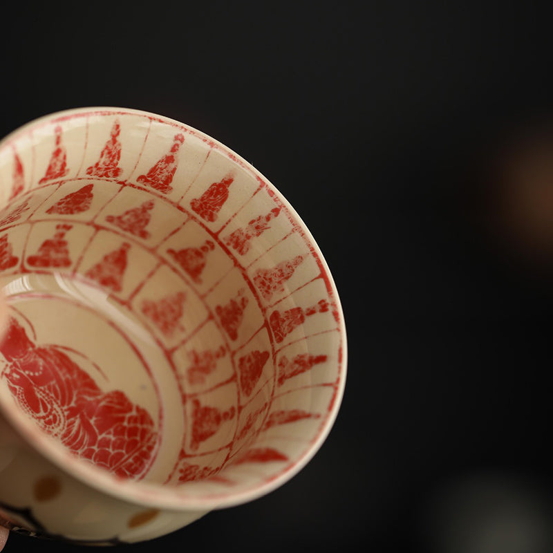 Chinesische Teetasse aus Keramik, 100 ml, Dunhuang, Tausend Buddhas